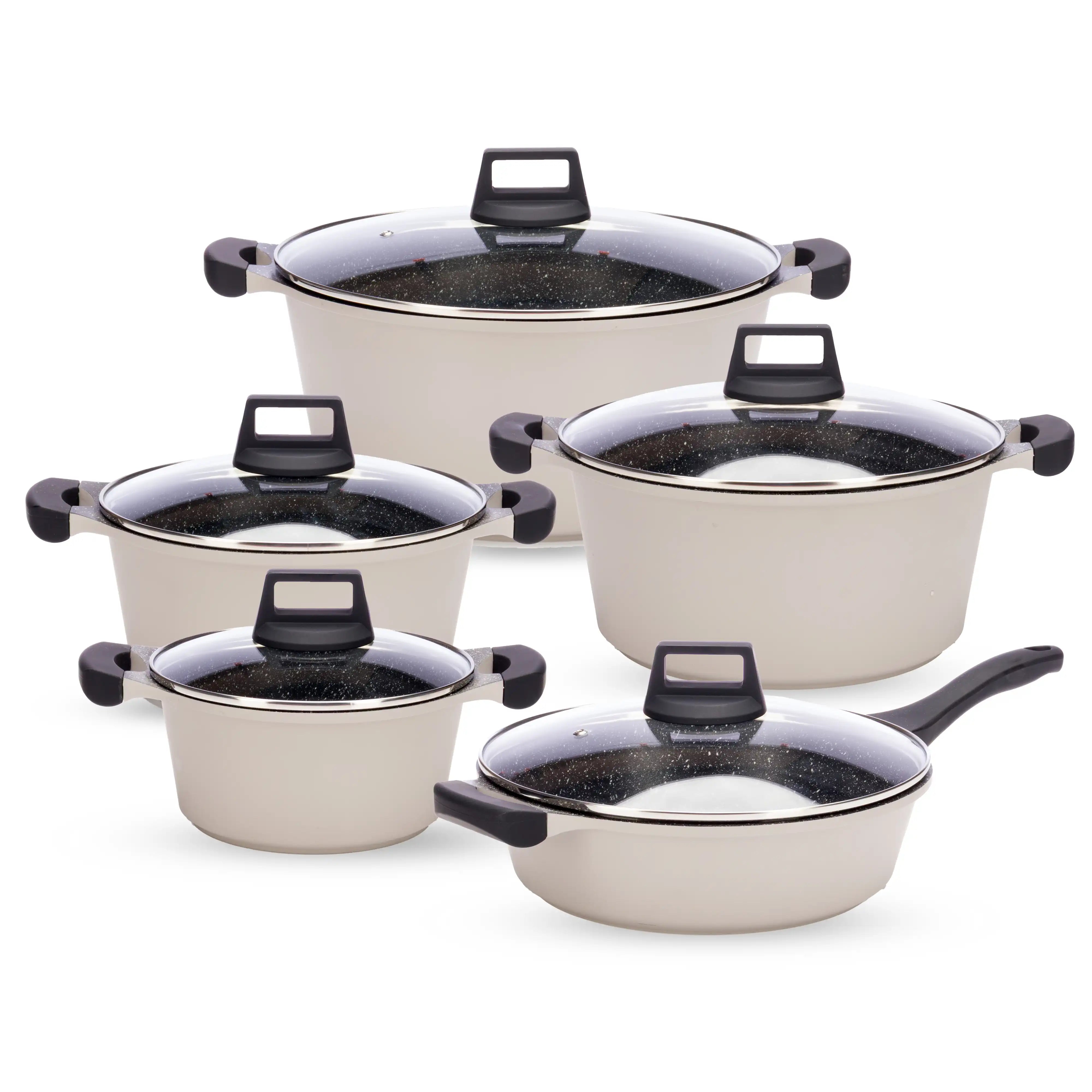 10PCS Non-Stick Granite Cookware Set (Induction Bottom) |BMC1004-GRY