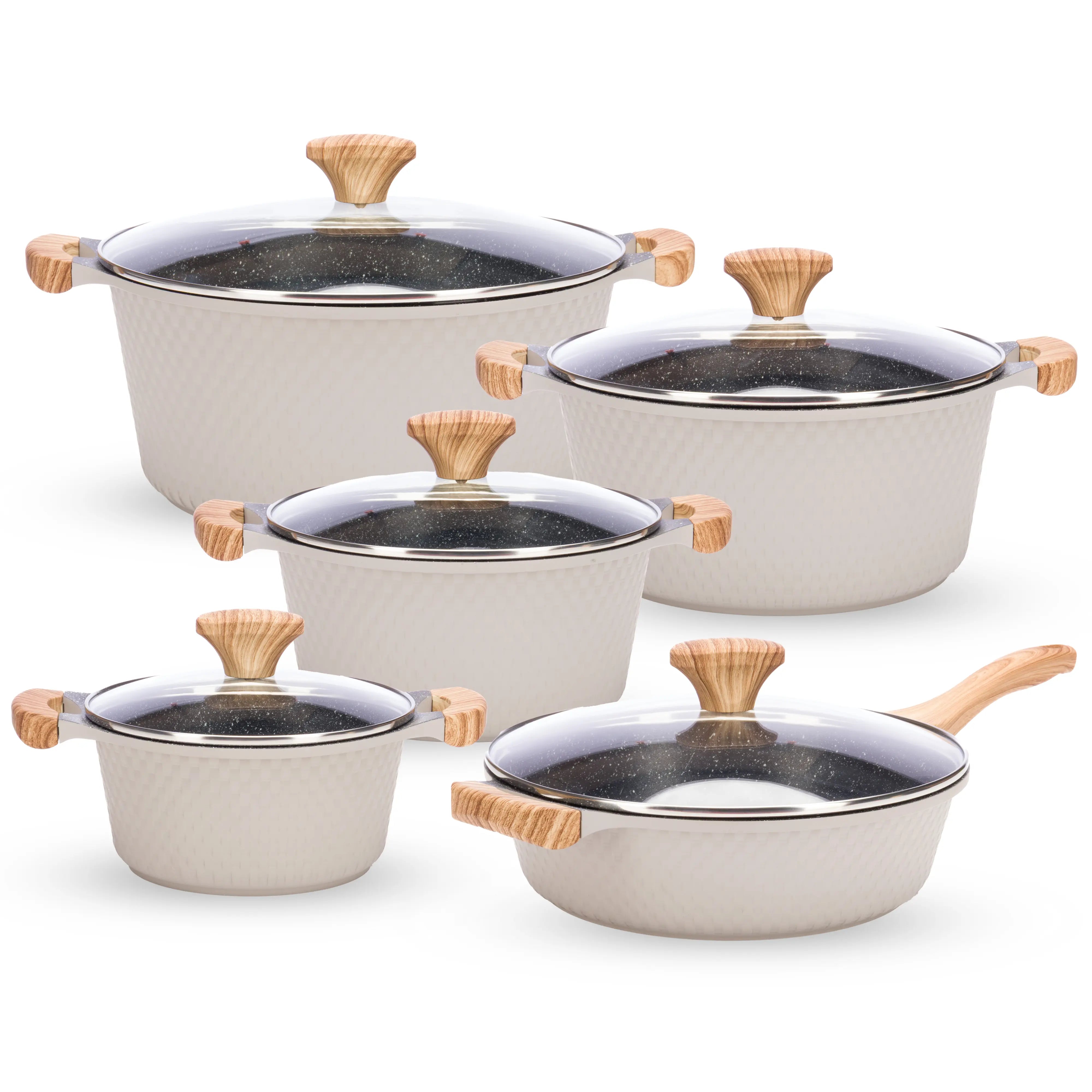 10PCS Non-Stick Granite Cookware Set (Induction Bottom)|BMC1003-GRY