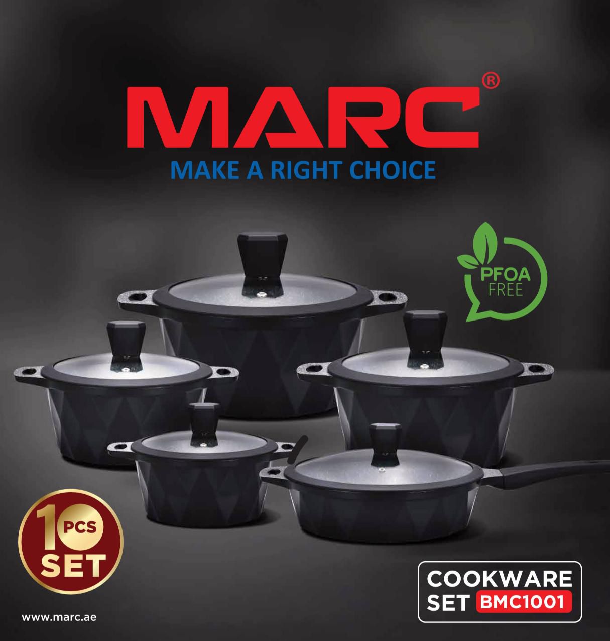 10PCS Granite Non-Stick Cookware Set | Induction Base