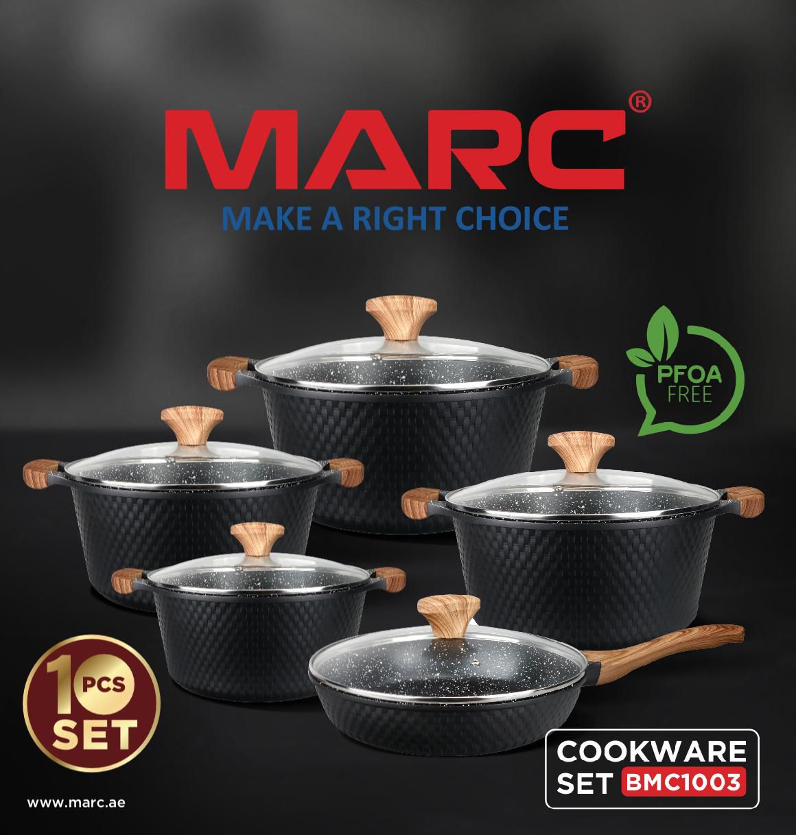 10PCS Non-Stick Granite Cookware Set (Induction Bottom)